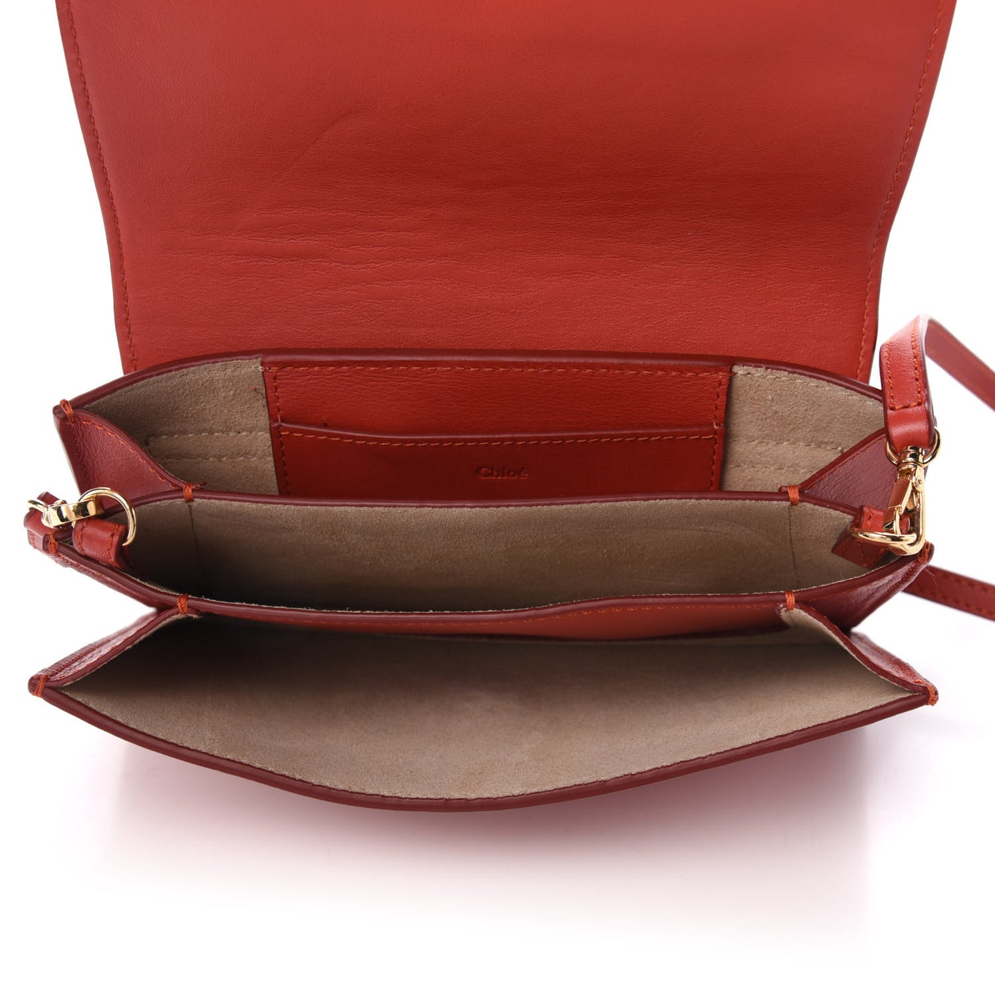 Calfskin Drew Bijou Clutch Earthy Red