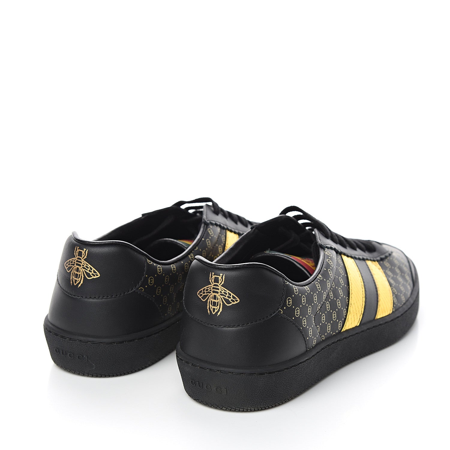 Gucci X DAPPER DAN Calfskin Laminated Ayers GG Micro Monogram Mens G74 Sneakers 6 Black 4 of 8