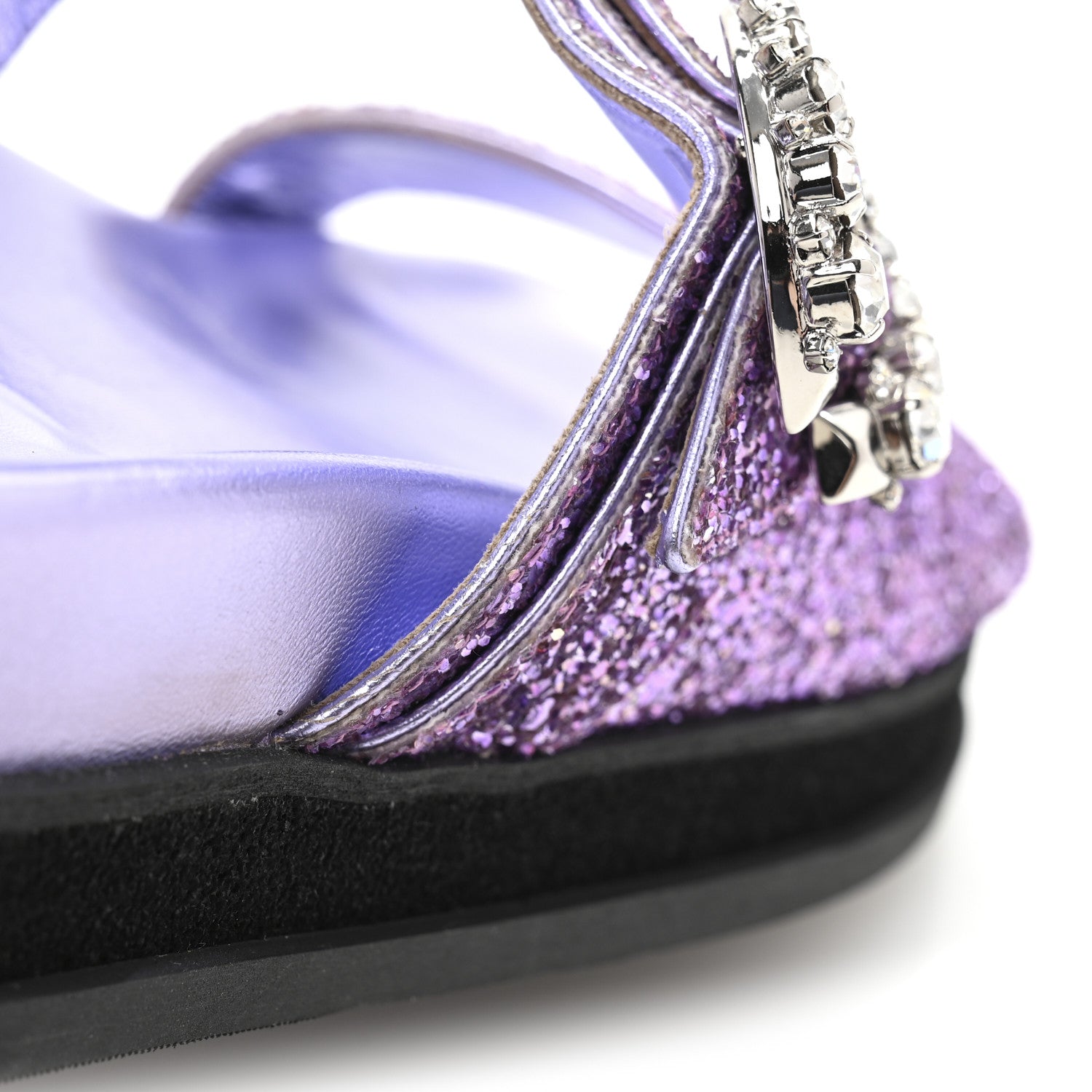 Jimmy Choo Glitter Crystal Embellished Marga Slide Sandals 39 Purple 9 of 9