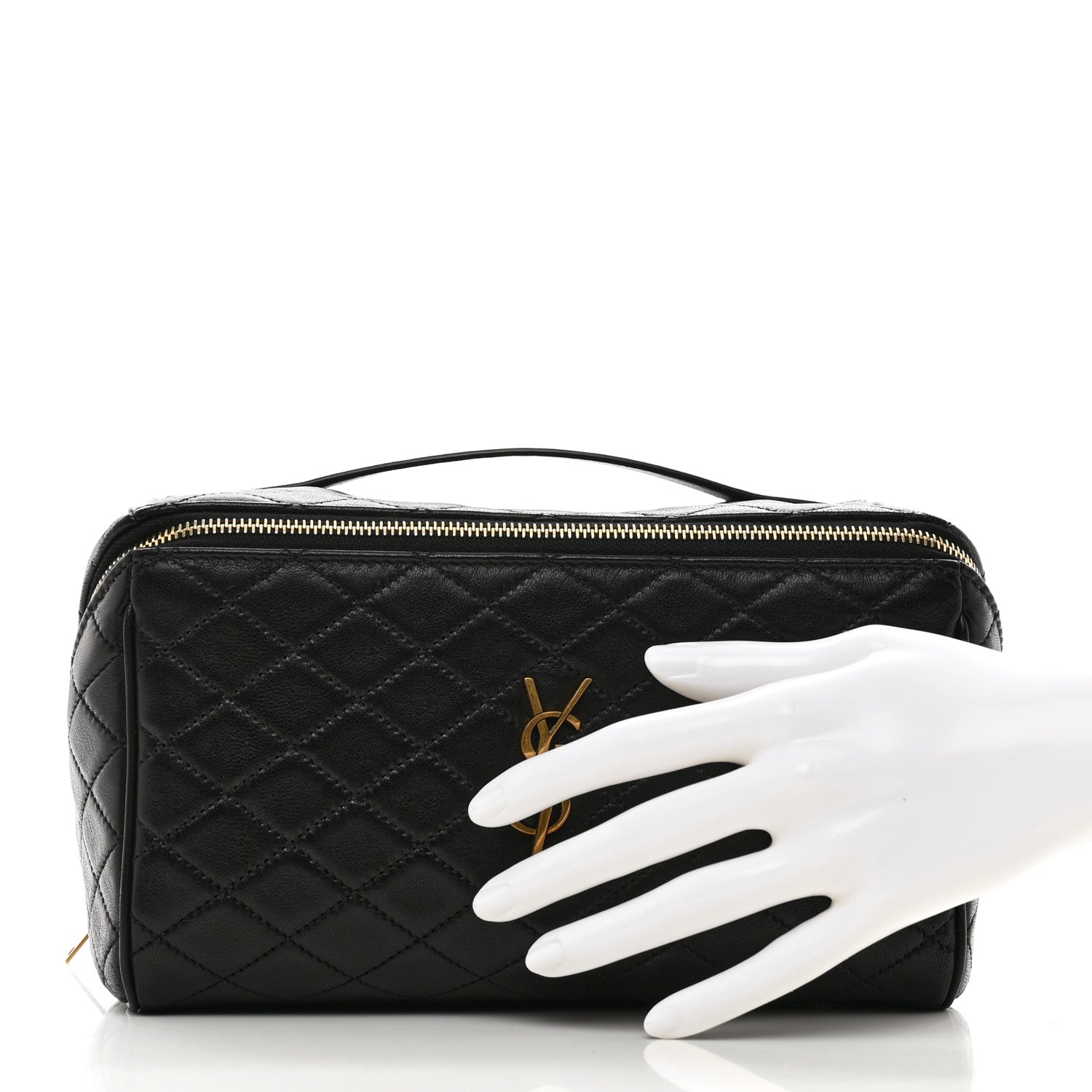 Saint Laurent Lambskin Quilted Gaby Vanity Case Black 2 of 8