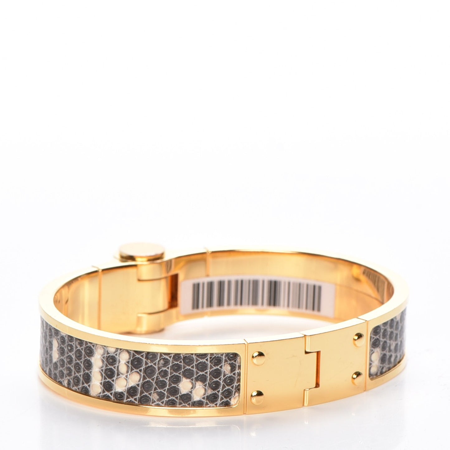 Lizard Charniere Cuir Narrow Hinged Bracelet S Ombre