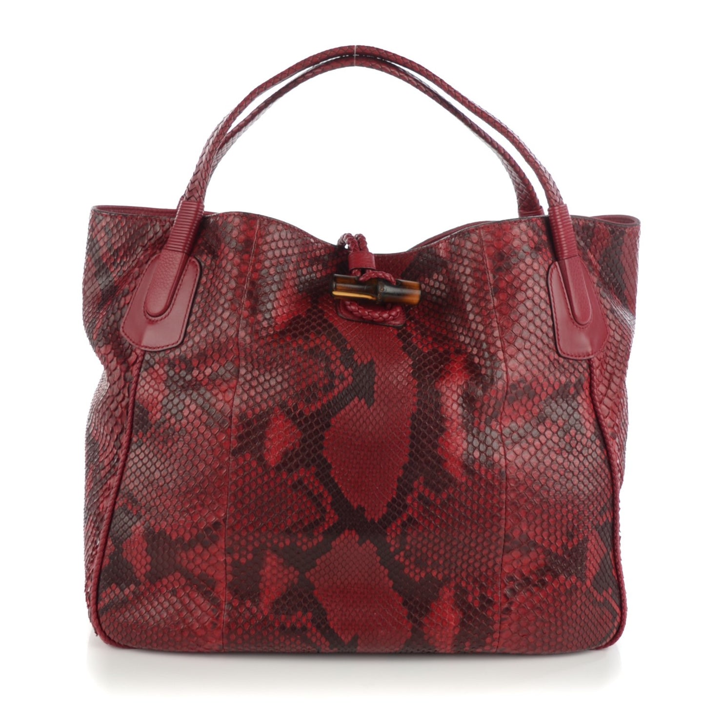 Python Large Hip Bamboo Shoulder Bag Raspberry