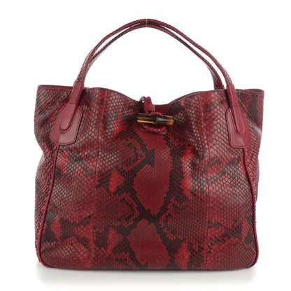 Gucci Python Large Hip Bamboo Shoulder Bag Raspberry 1 of 7