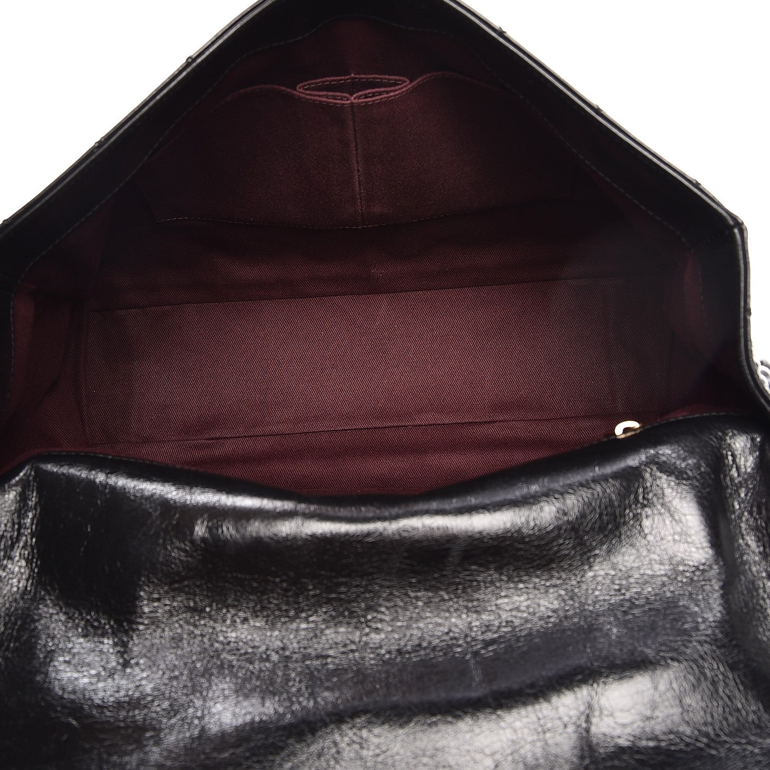Chanel Glazed Calfskin Castle Rock Large Flap Black Burgundy 6 of 17