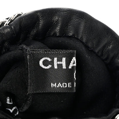 Chanel Lambskin Perforated Chain CC Gloves 8 Black 4 of 7