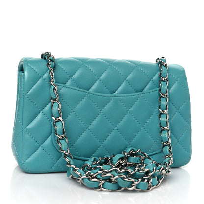 Chanel Lambskin Quilted Mini Rectangular Flap Turquoise 3 of 9
