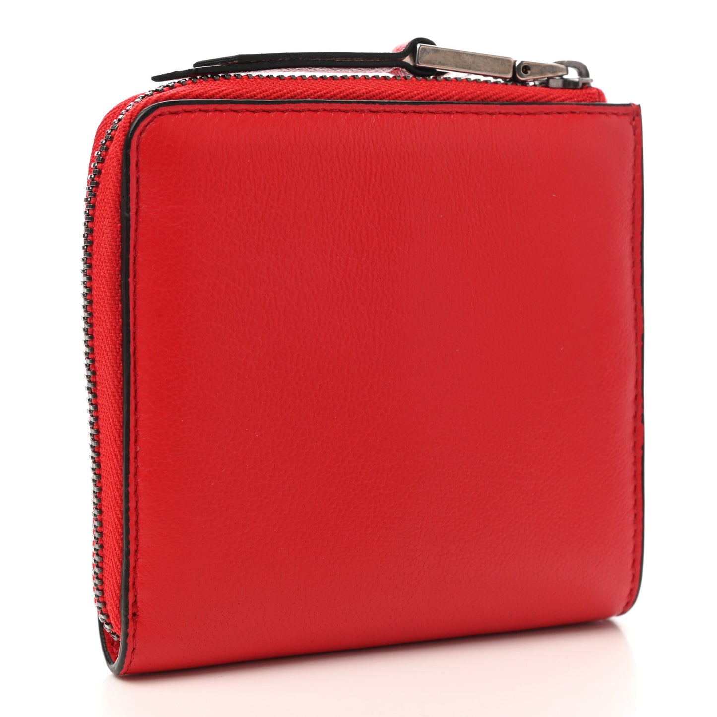 Lambskin Logo Zip Around Compact Wallet Coquelicot