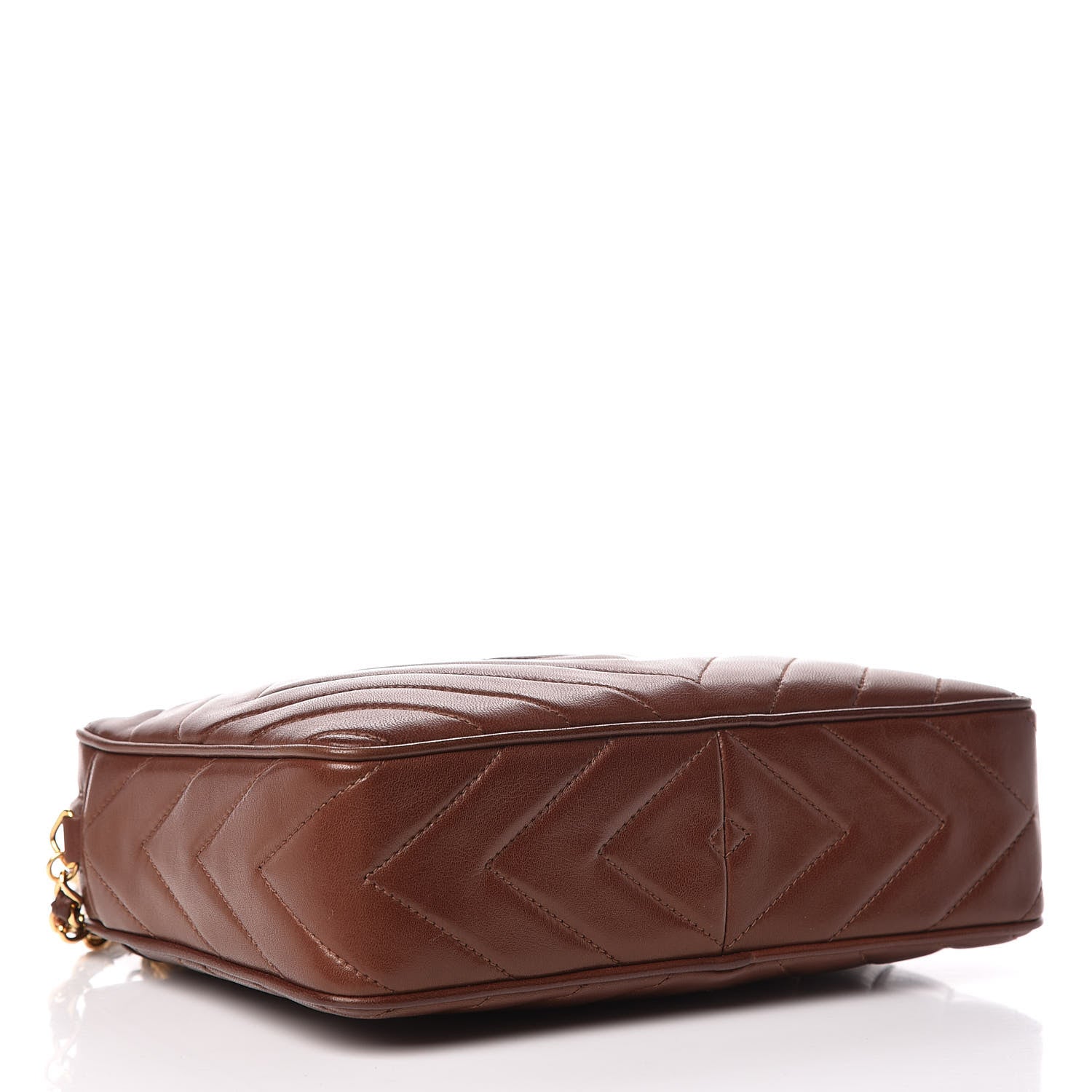 Chanel Lambskin Chevron Quilted Tassel Camera Case Brown 5 of 12