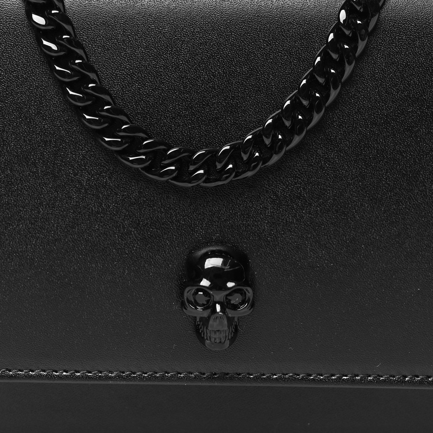 Calfskin Mini Skull Chain Crossbody Bag Black