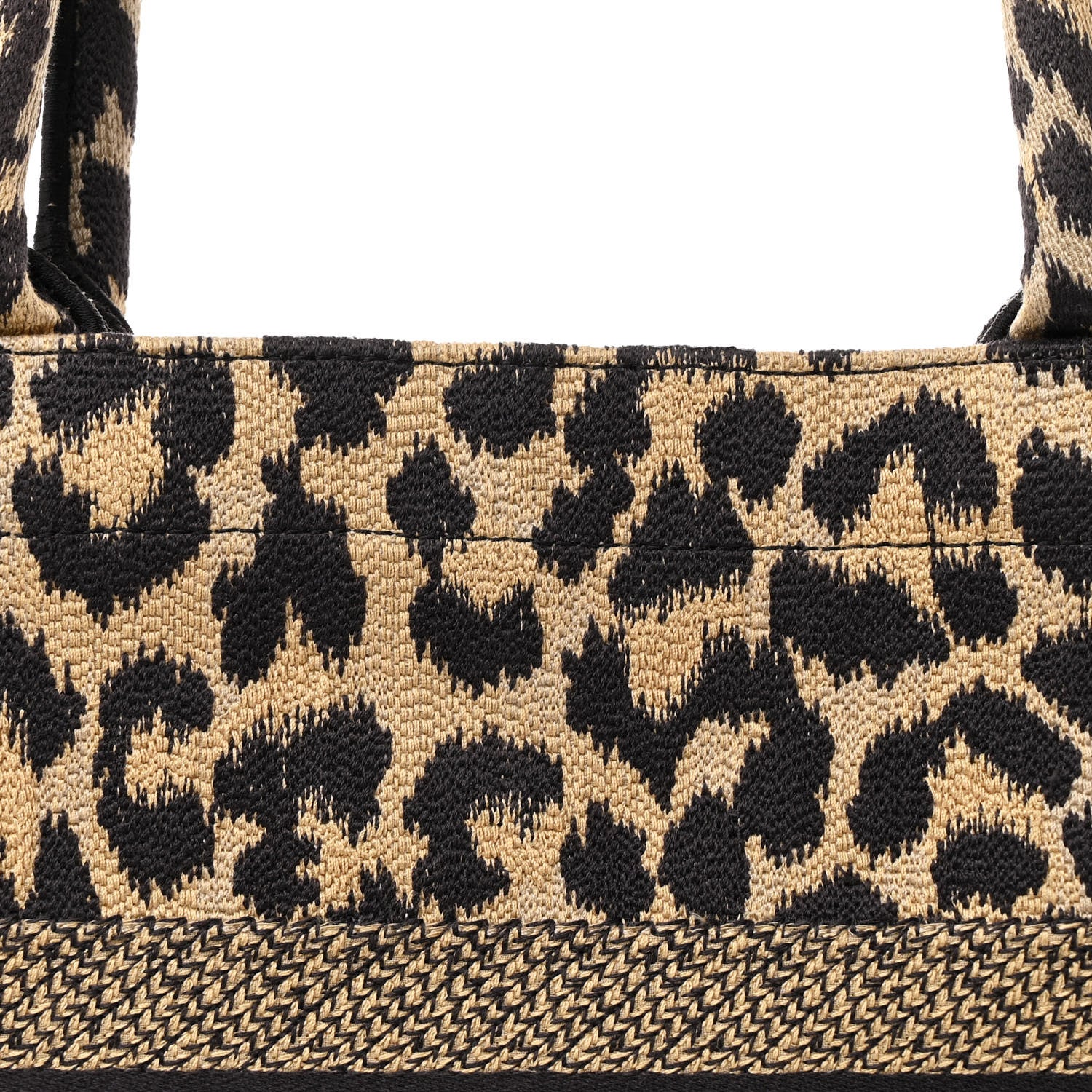 Christian Dior Canvas Mizza Embroidered Medium Leopard Book Tote Beige 8 of 12