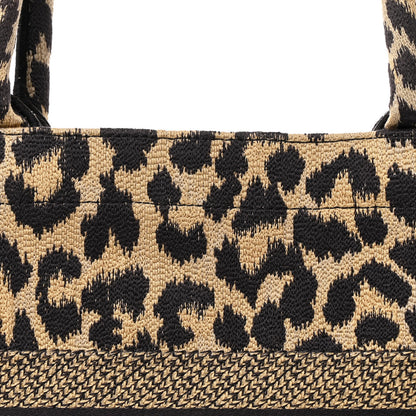 Christian Dior Canvas Mizza Embroidered Medium Leopard Book Tote Beige 8 of 12