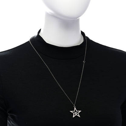Chanel Crystal Star CC Pendant Necklace Silver 2 of 5
