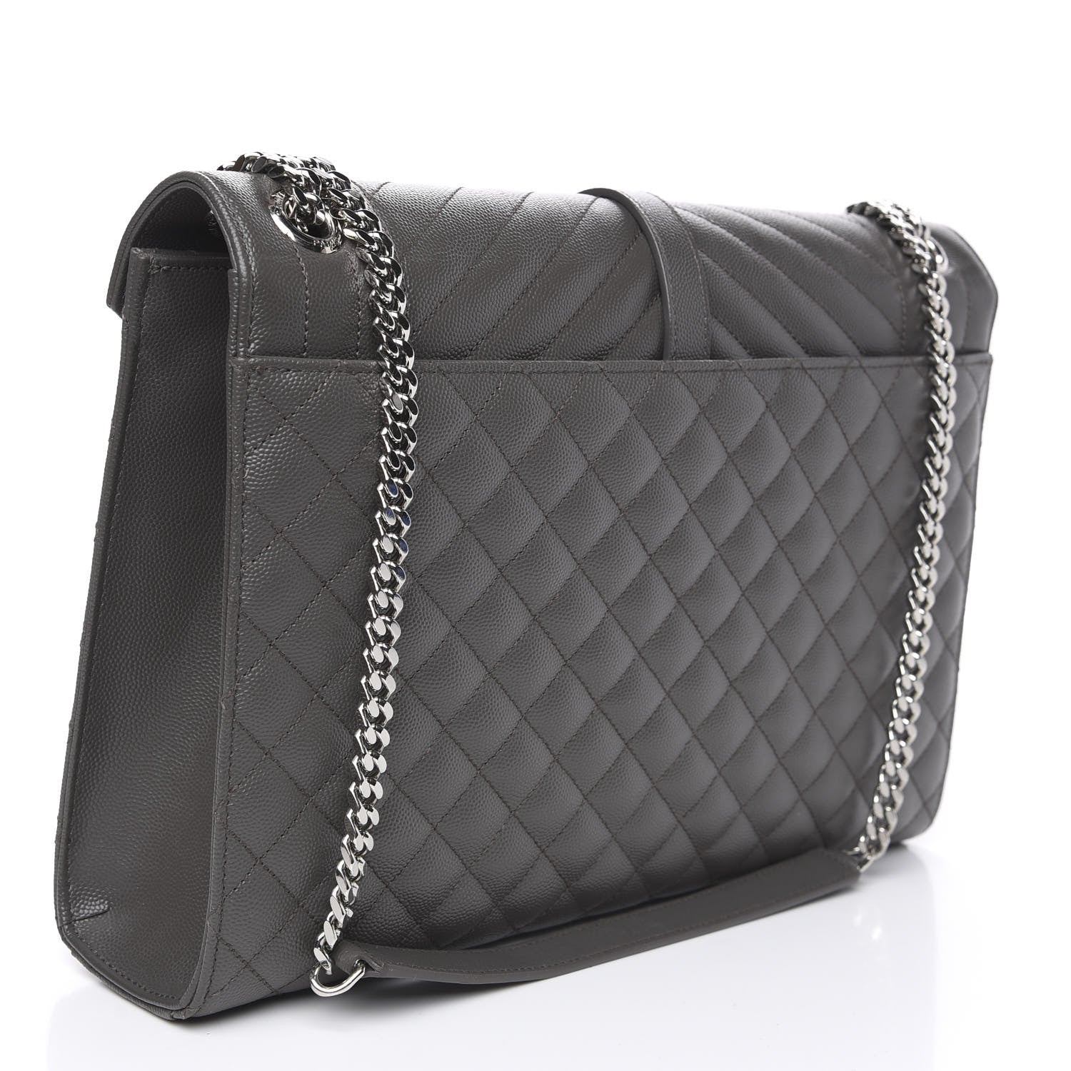 Saint Laurent Grain De Poudre Large Tri-Quilt Monogram Satchel Fog 2 of 8