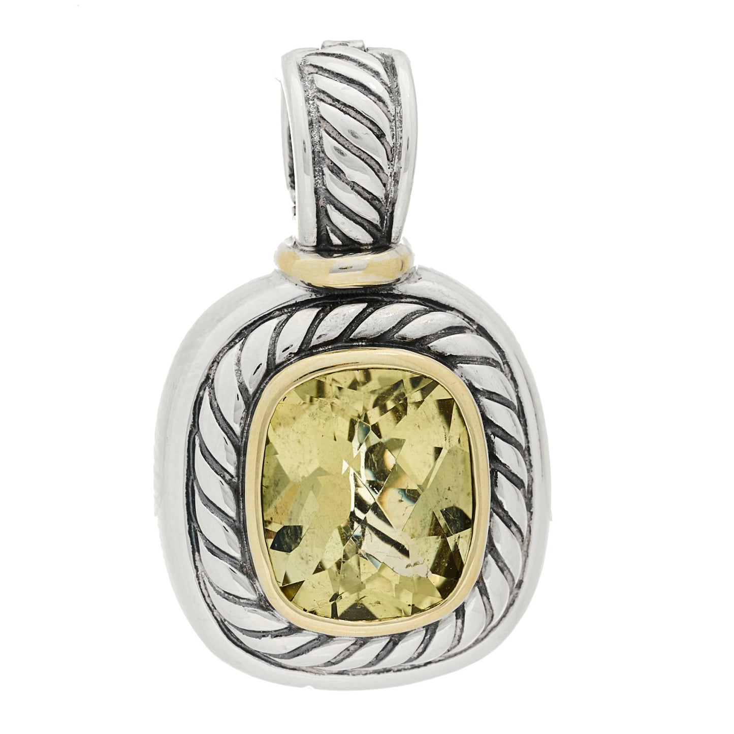 Sterling Silver 14K Yellow Gold Prasiolite Albion Pendant