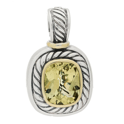 David Yurman Sterling Silver 14K Yellow Gold Prasiolite Albion Pendant 1 of 3