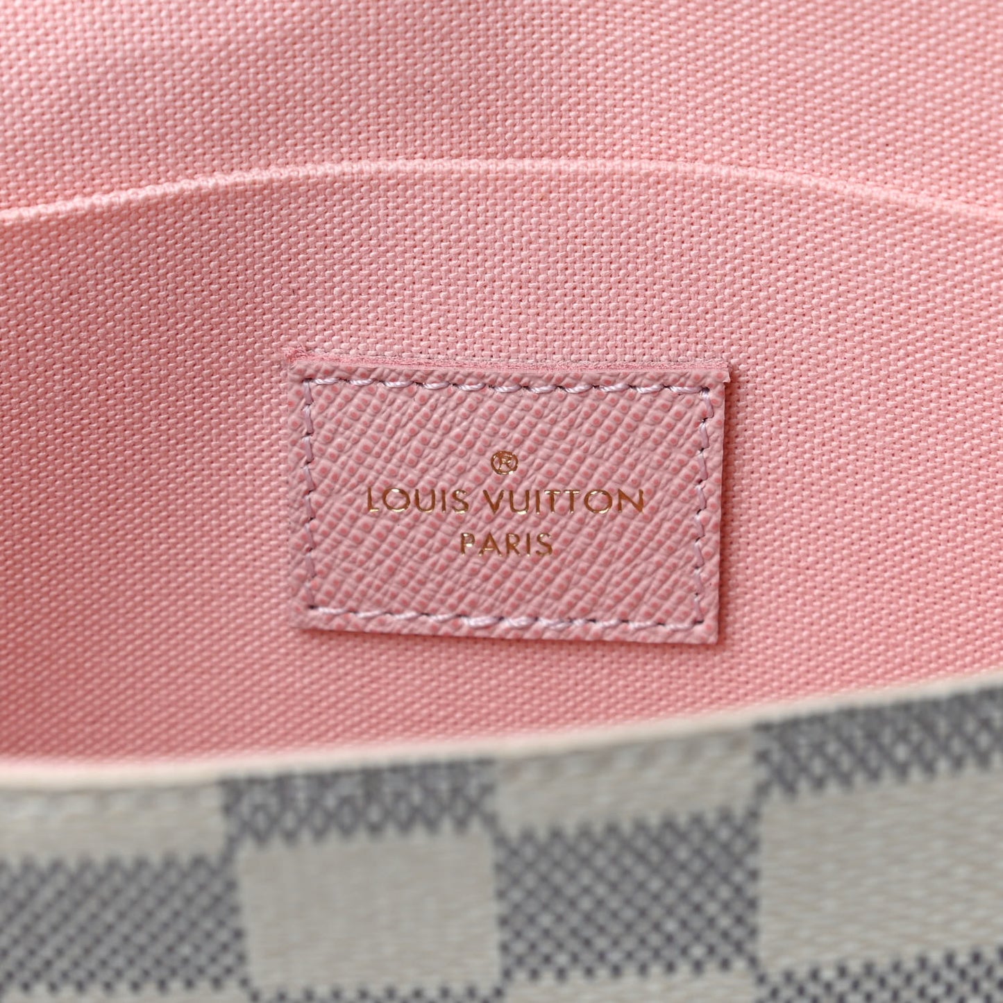 Damier Azur Pochette Felicie Chain Wallet Rose Ballerine
