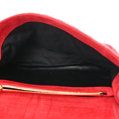 Saint Laurent Suede Mixed Matelasse Triquilt Large Monogram Envelope Satchel Red 5 of 18