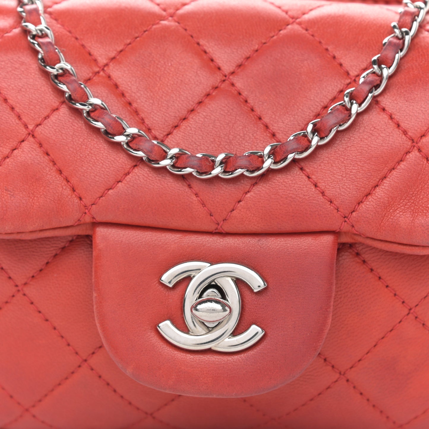 Lambskin Quilted New Mini Flap Red