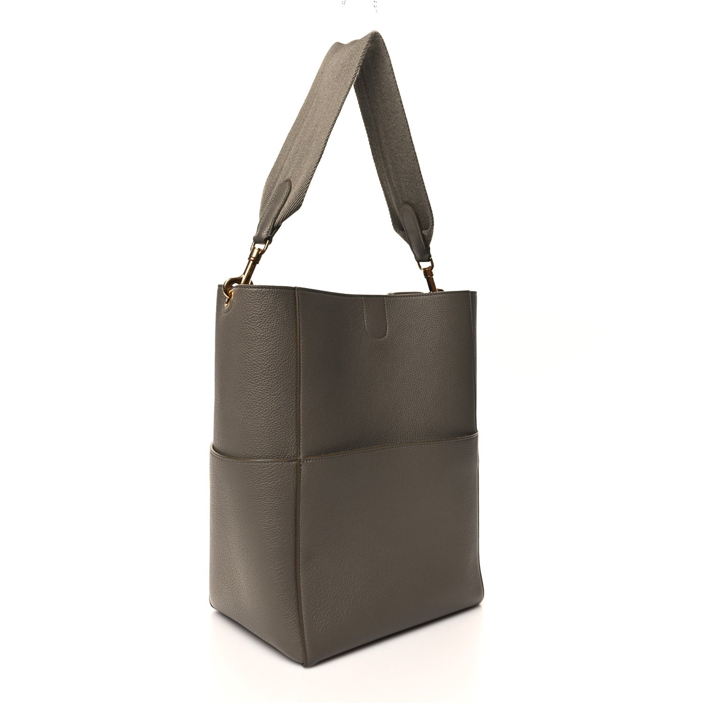 Soft Grained Calfskin Sangle Bucket Bag Taupe