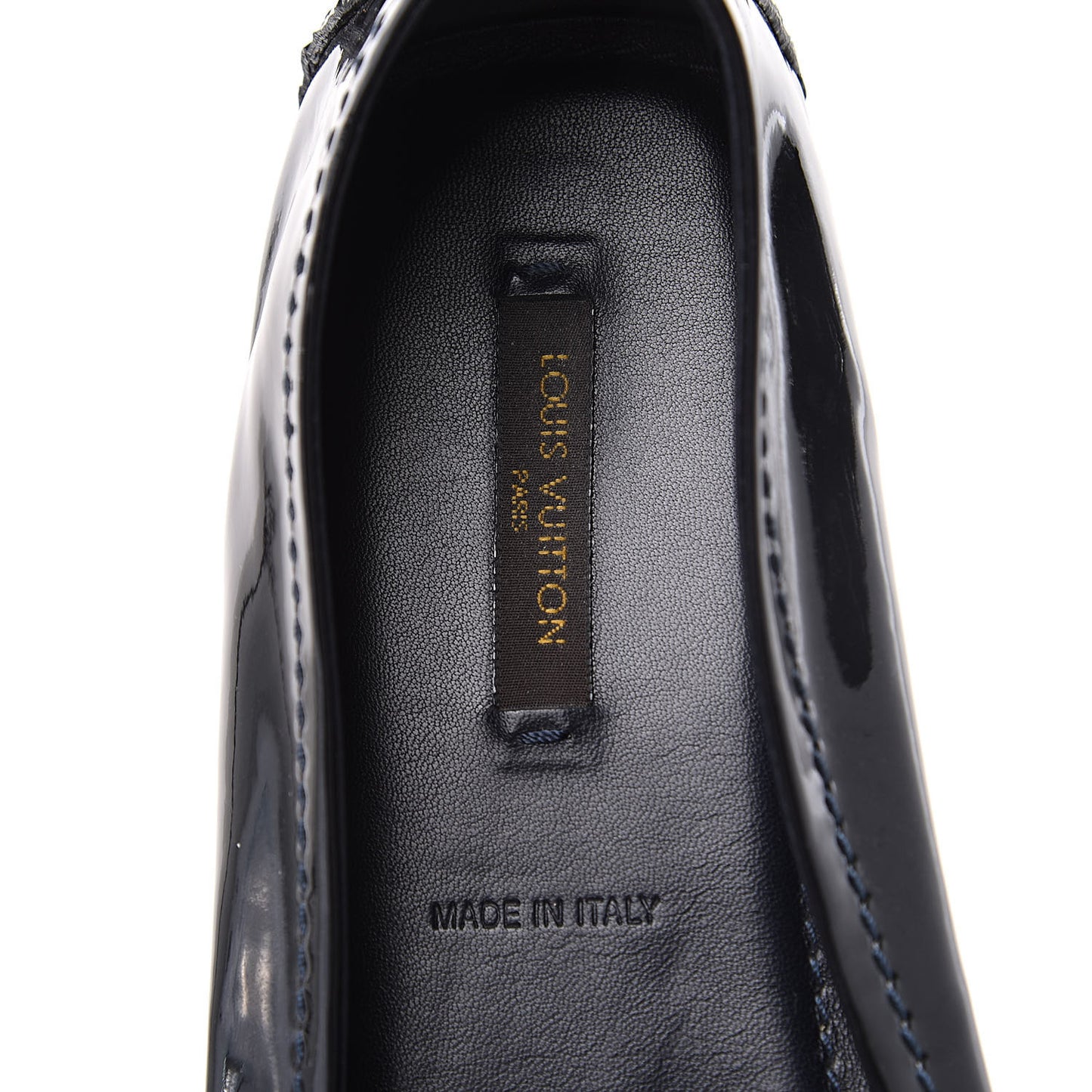 Patent Calfskin Oxford Ballerina Flats 40 Black