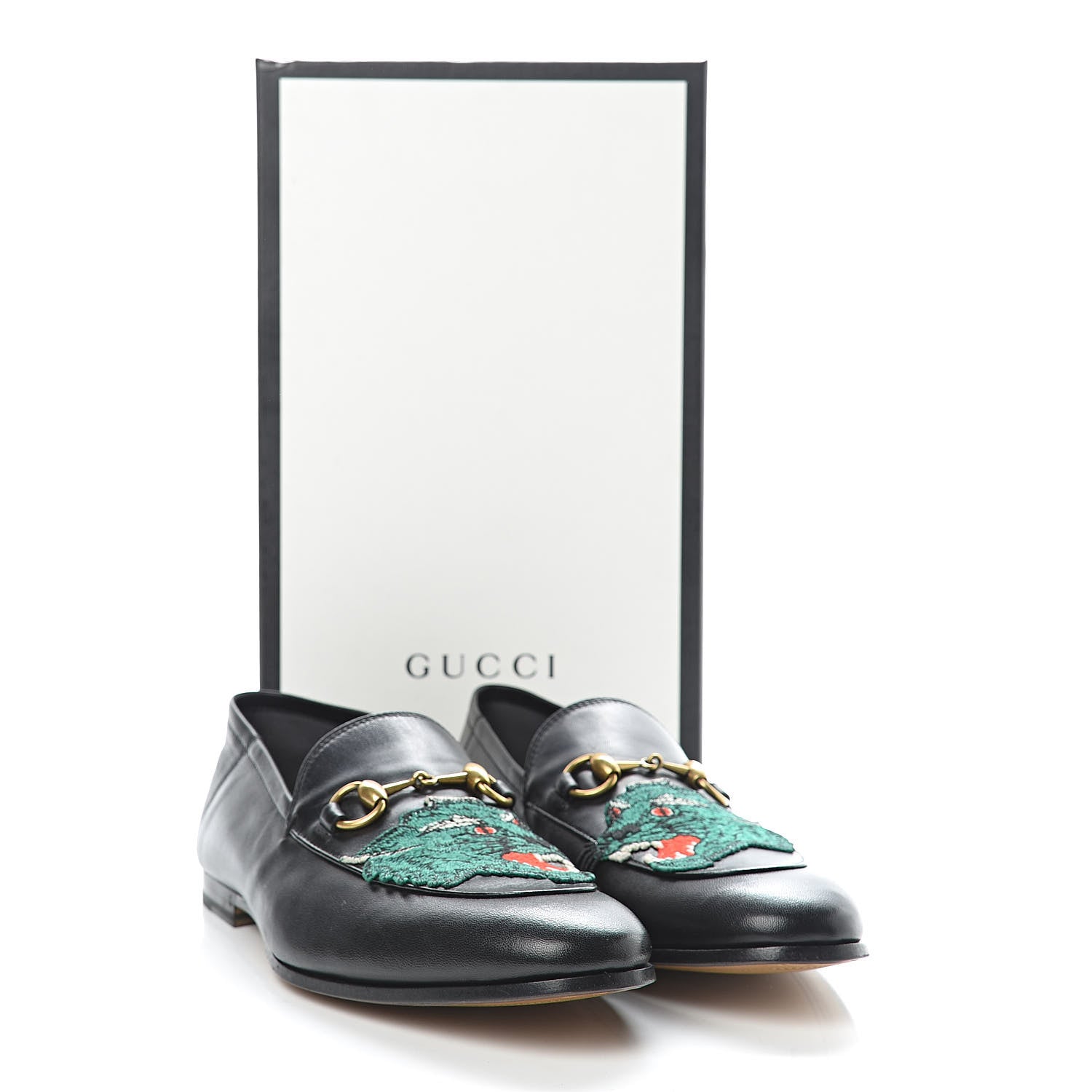 Gucci Lambskin Wolf Embroidered Mens Brixton Horsebit Loafers 9 Black 9 of 9