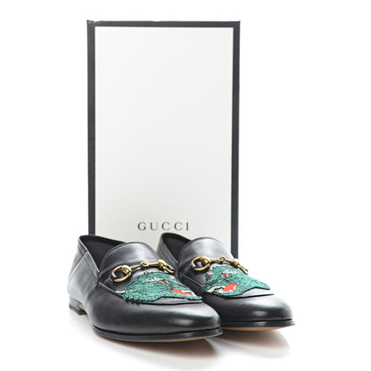 Gucci Lambskin Wolf Embroidered Mens Brixton Horsebit Loafers 9 Black 9 of 9