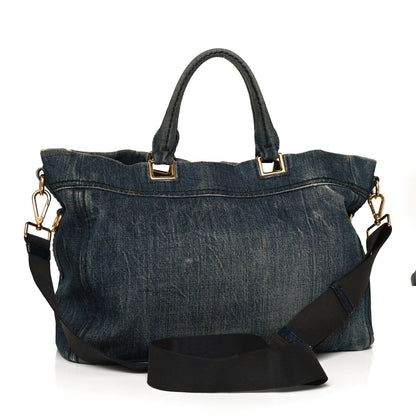 Prada Denim Large Logo Shopping Tote 3 of 10