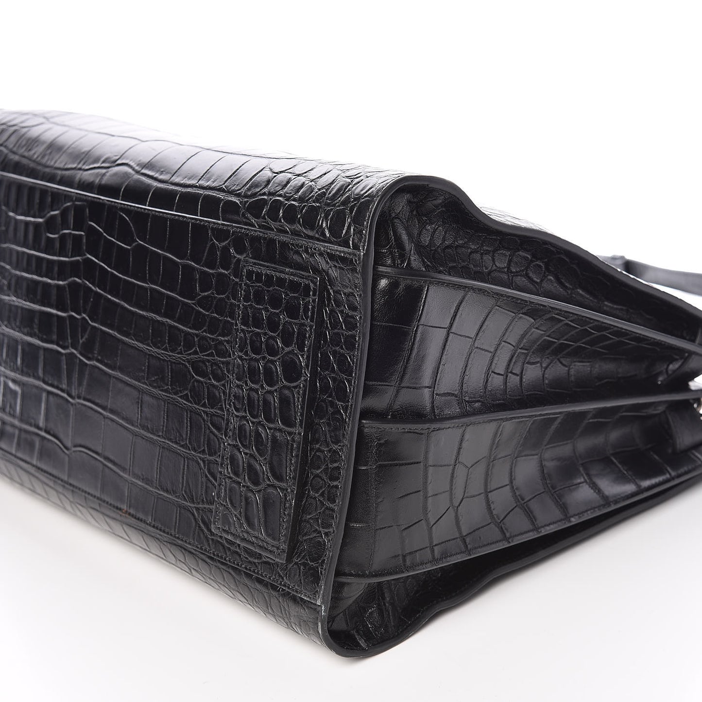 Calfskin Crocodile Embossed Large Souple Sac De Jour Black