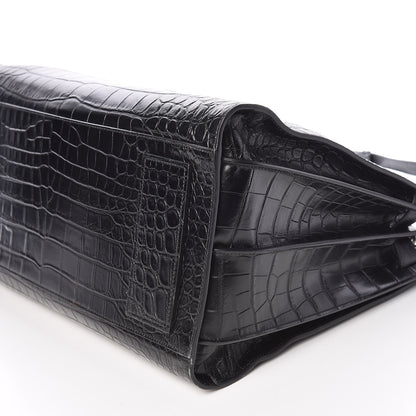 Saint Laurent Calfskin Crocodile Embossed Large Souple Sac De Jour Black 9 of 9
