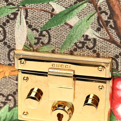 Gucci GG Supreme Monogram Tian Web Medium Padlock Messenger Shoulder Bag Beige Multicolor New Acero 12 of 16
