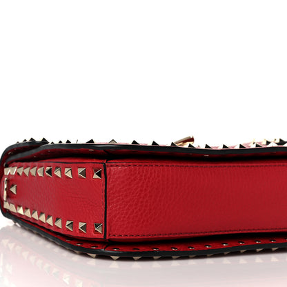 Valentino Garavani Pebbled Calfskin Medium Rockstud Flap Saddle Bag Rosso Valentino 7 of 8