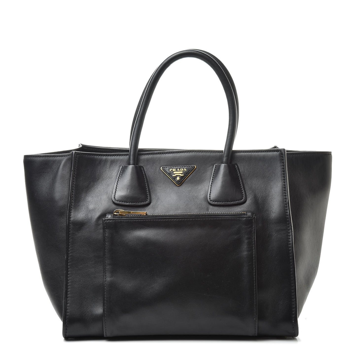 City Calf Front Pocket Tote Black