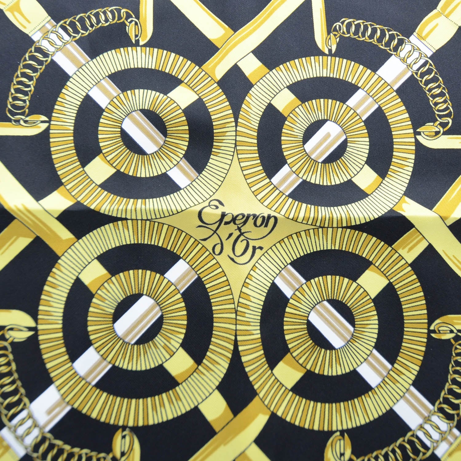 Hermes Silk Eperon D Or Scarf 90 Black Gold 3 of 4