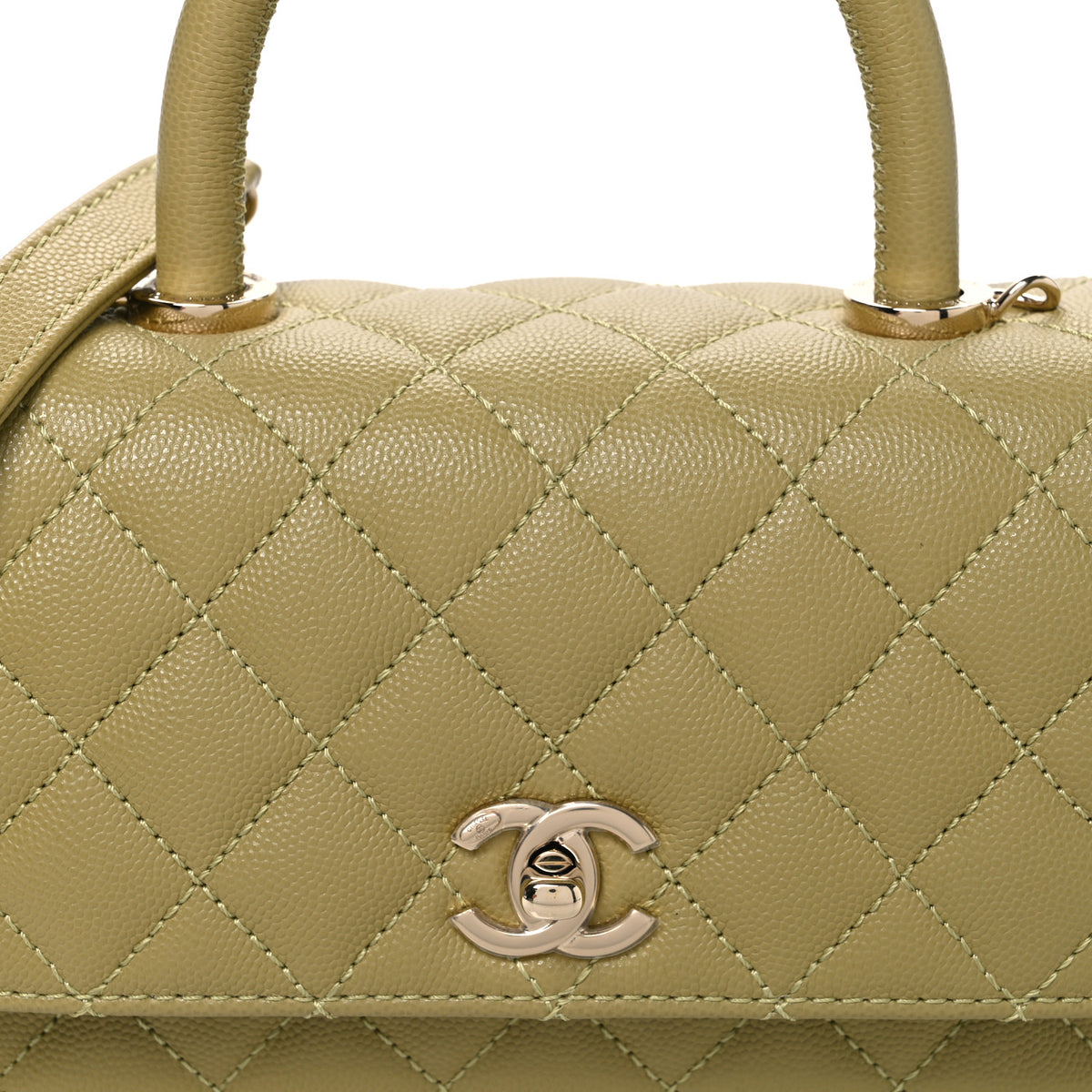 Caviar Quilted Mini Coco Handle Flap Light Green