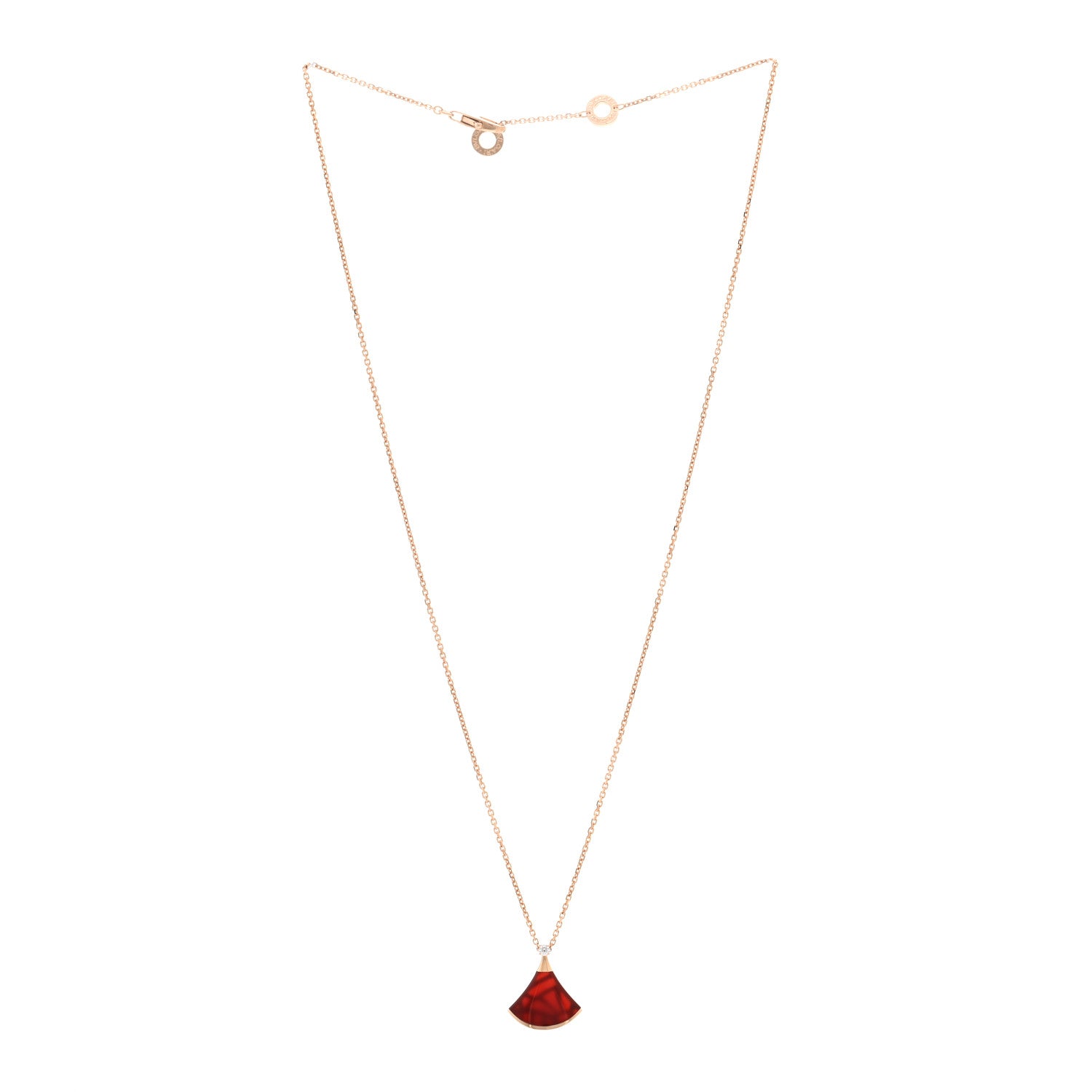 Bulgari 18K Rose Gold Diamond Carnelian Divas' Dream Pendant Necklace 3 of 5
