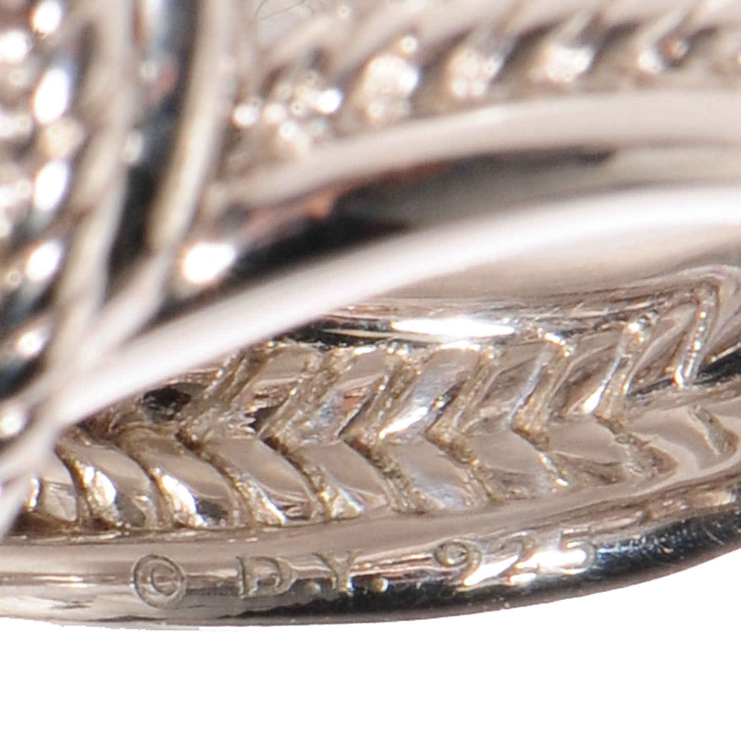 David Yurman Sterling Silver Diamond 10mm Pearl Crossover Ring 6 3 of 4