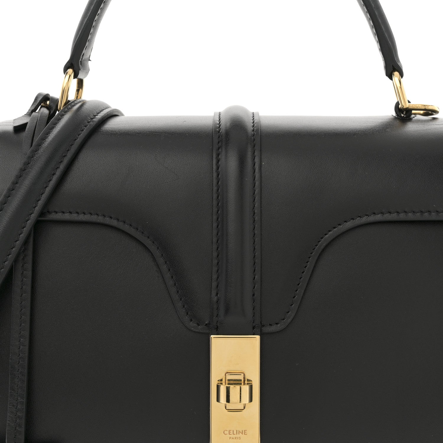 Celine Satinated Calfskin Small 16 Top Handle Bag Black 8 of 10