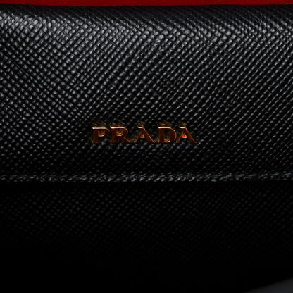 Prada Saffiano Cuir Medium Double Bag Black Fuoco 7 of 15