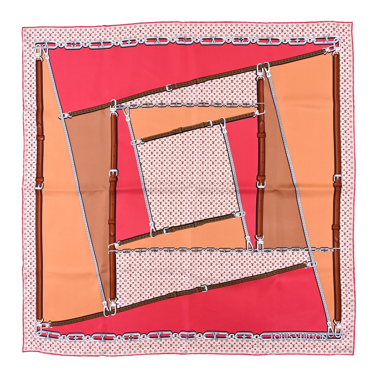 Silk My LV Chain Square Scarf 90 Grenadine