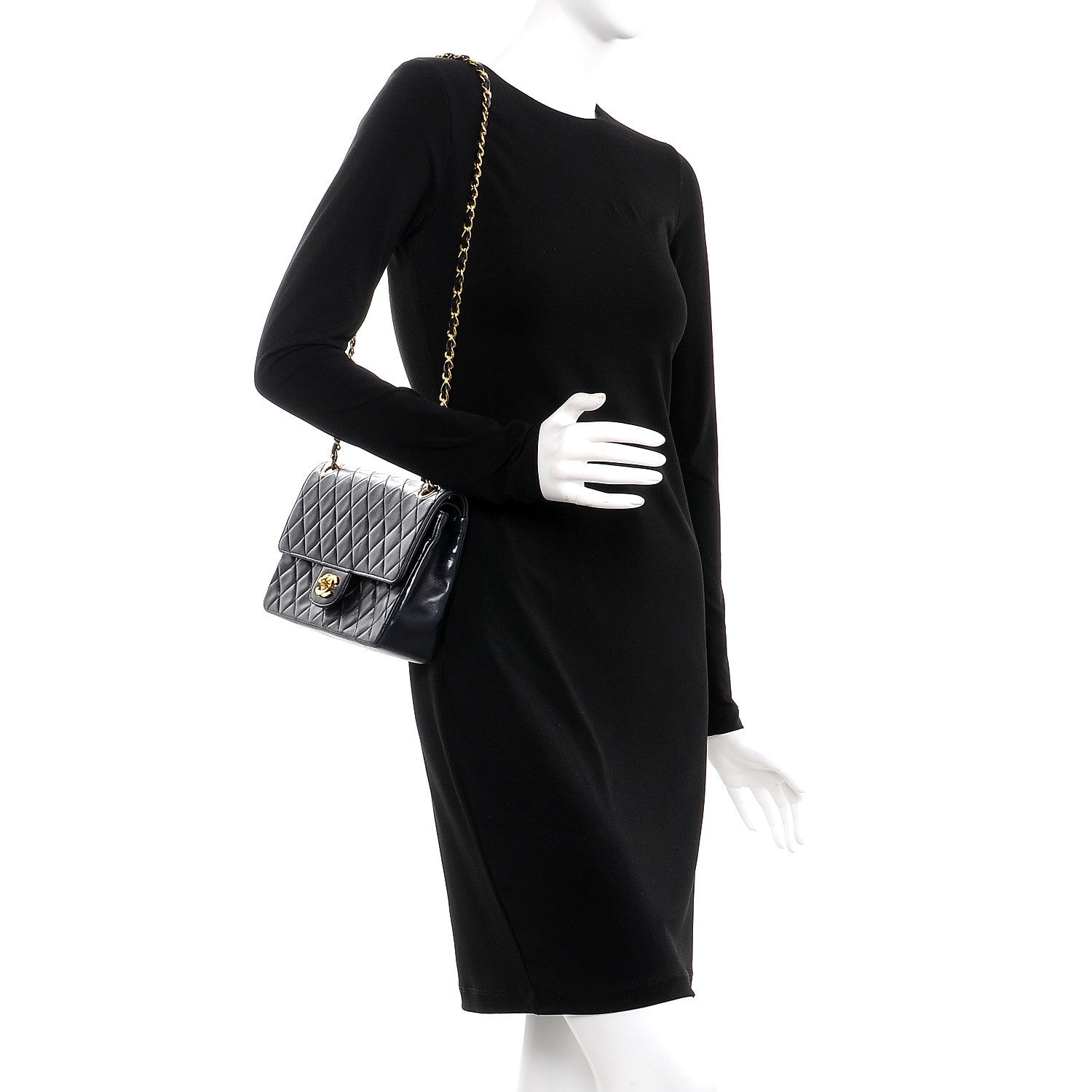 Chanel Lambskin Quilted Medium Double Flap Navy 2 of 14