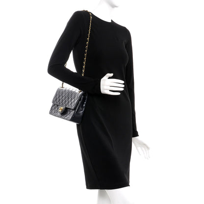 Chanel Lambskin Quilted Medium Double Flap Navy 2 of 14
