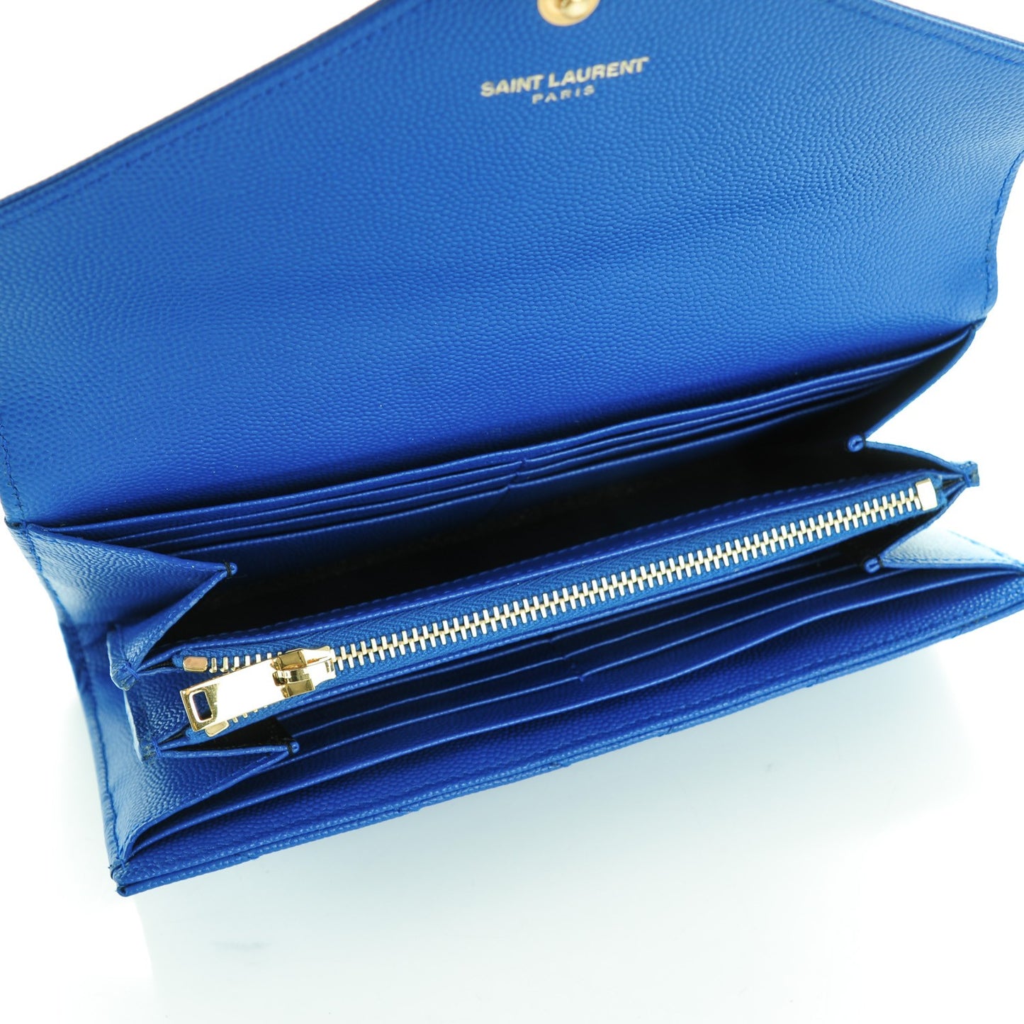 Grain De Poudre Matelasse Chevron Monogram Wallet Royal Blue