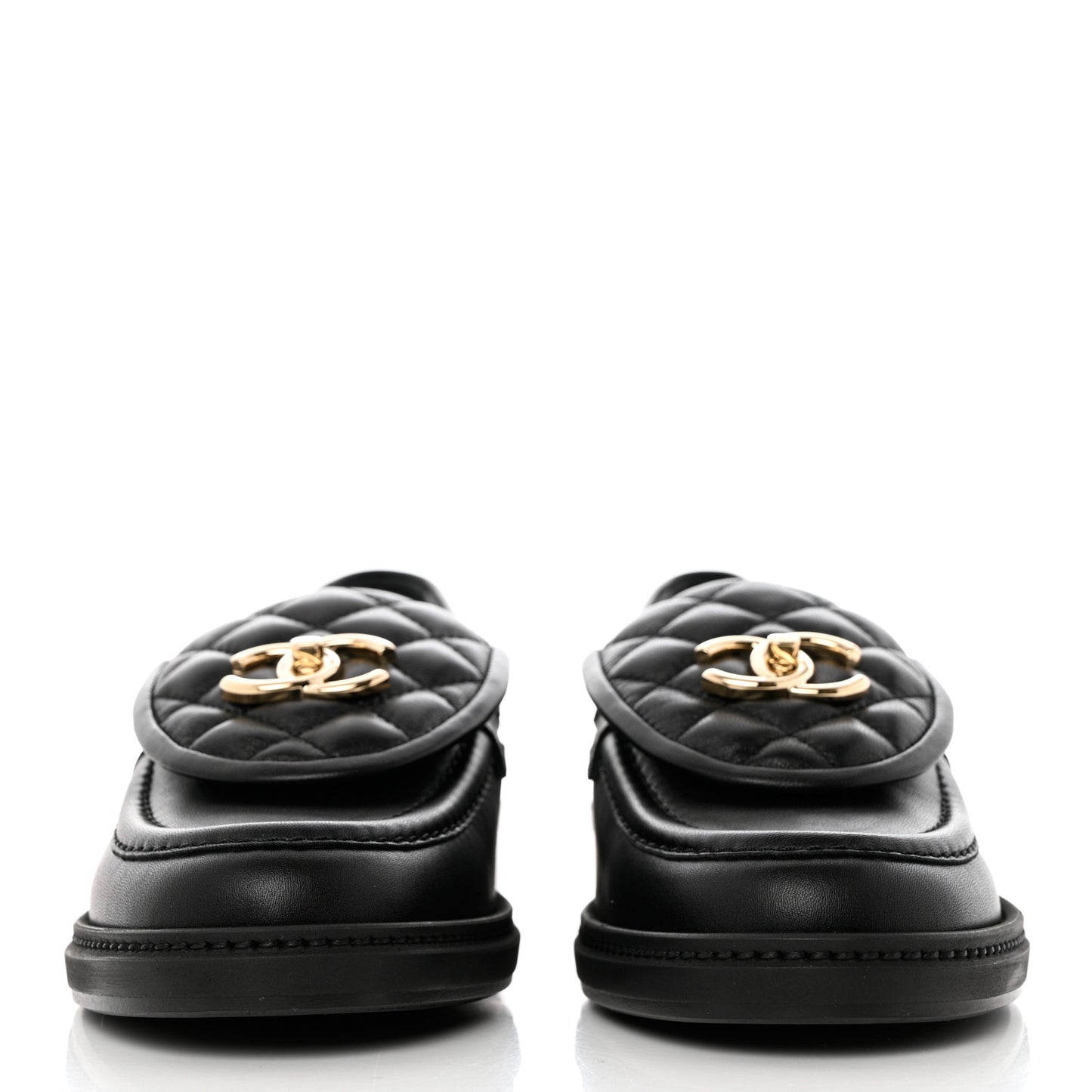 Lambskin Quilted CC Turnlock Loafers 38 Black