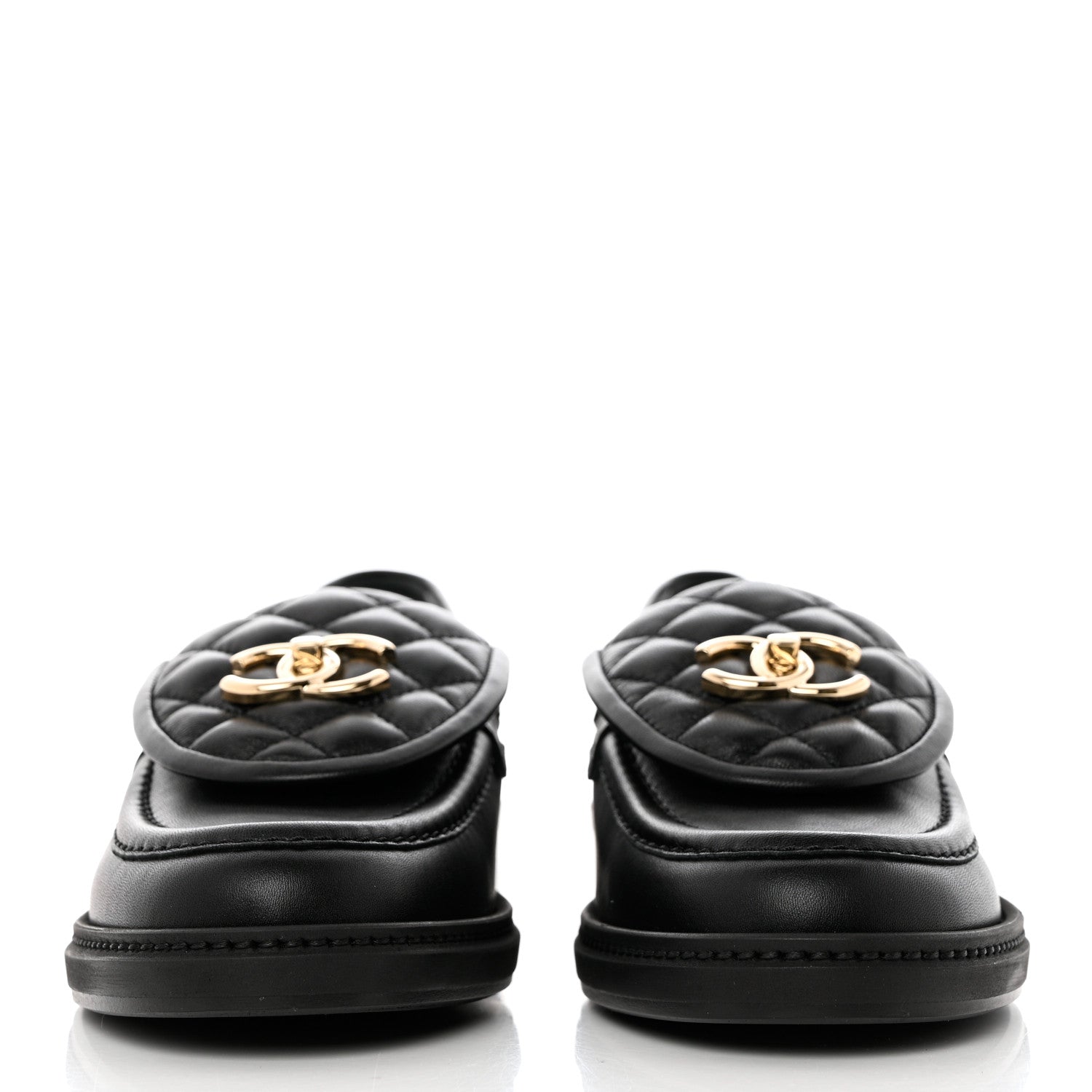 Chanel Lambskin Quilted CC Turnlock Loafers 38 Black 2 of 10