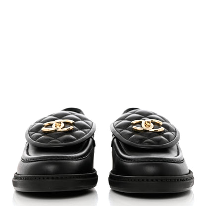 Chanel Lambskin Quilted CC Turnlock Loafers 38 Black 2 of 10