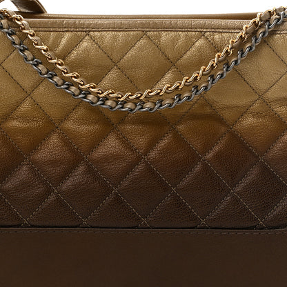 Chanel Metallic Goatskin Quilted Medium Gabrielle Hobo Dark Gold Bronze 8 of 10