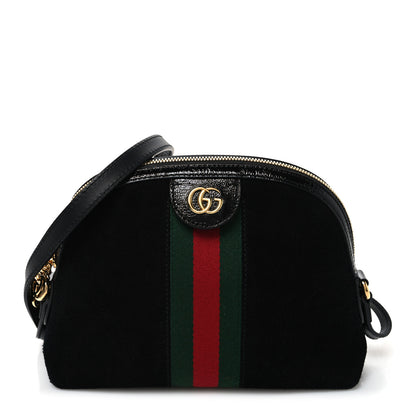 Gucci Suede Patent Web GG Small Ophidia Dome Shoulder Bag Black 1 of 10