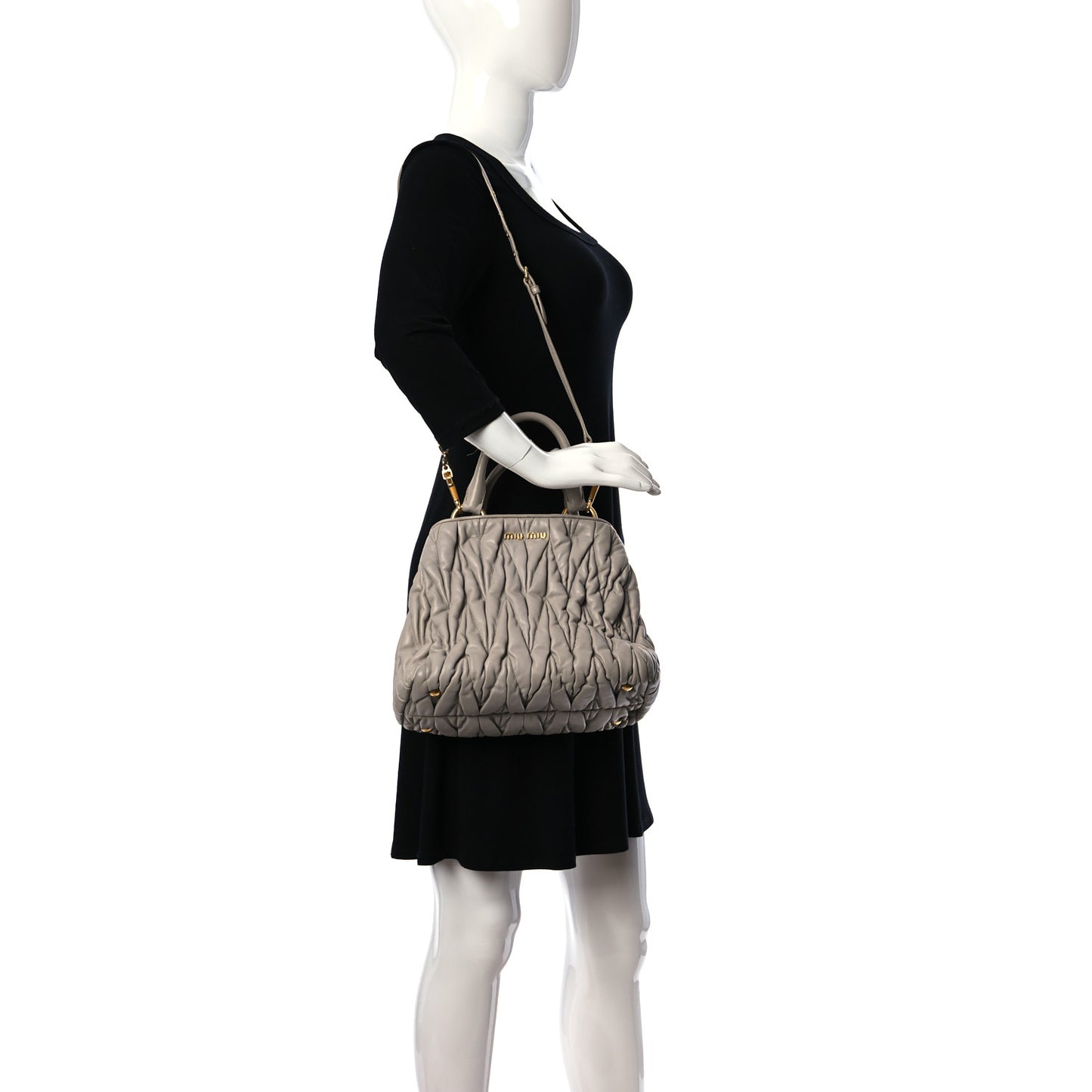 Nappa Matelasse Bauletto Top Handle Bowler Pomice