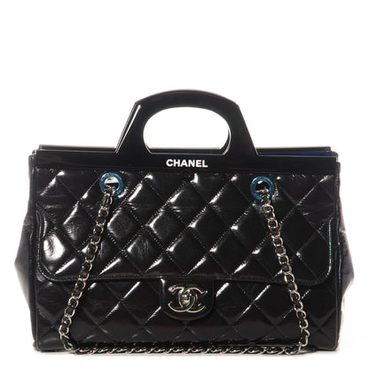 Chanel Glazed Calfskin CC Delivery Small Tote Black 1 of 8