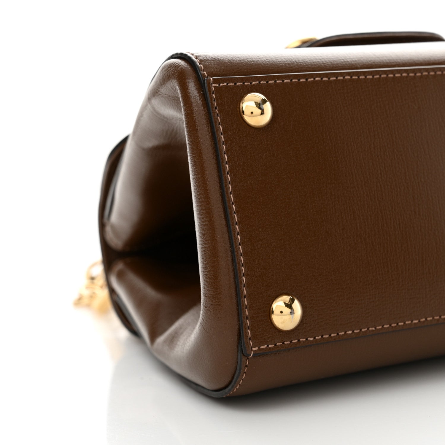 Gucci Glazed Textured Calfskin Mini Horsebit 1955 Top Handle Flap Bag Brown Sugar 9 of 14